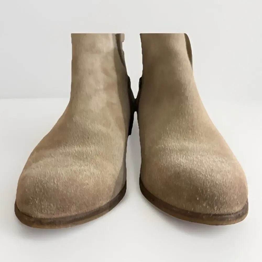 Splendid Hamptyn Suede Ankle Boots - Womens Size 8.5 - Leather Side Zip Neutral